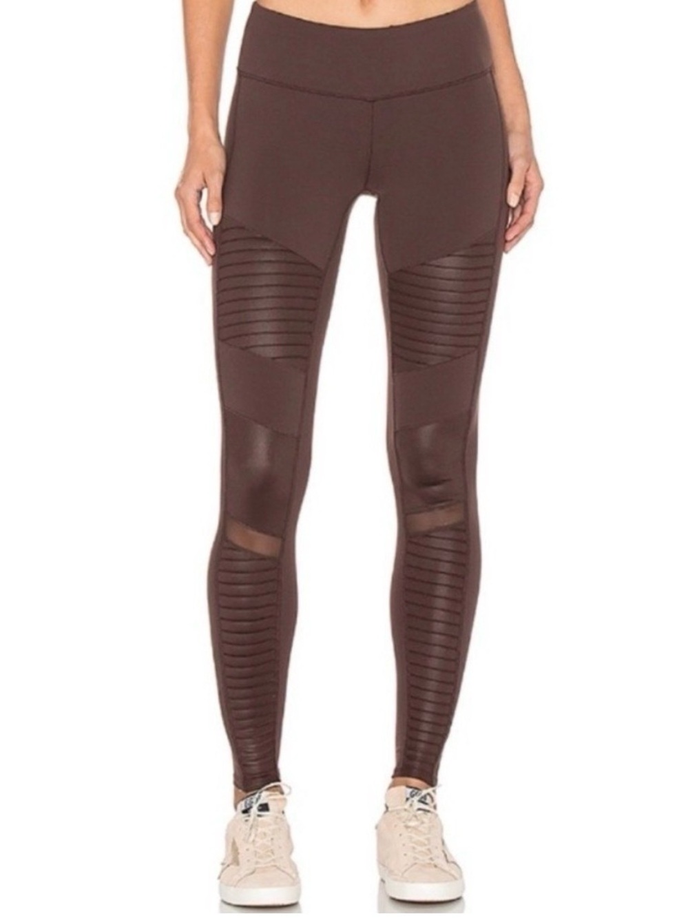Alo Yoga Women’s Moto Leggings Brown High Rise Gym Activewear Size Medium